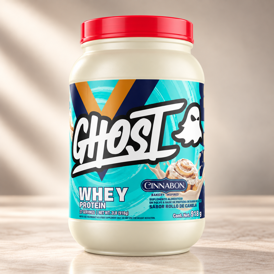 Proteina Ghost Whey sabor Cinnabon 2lb